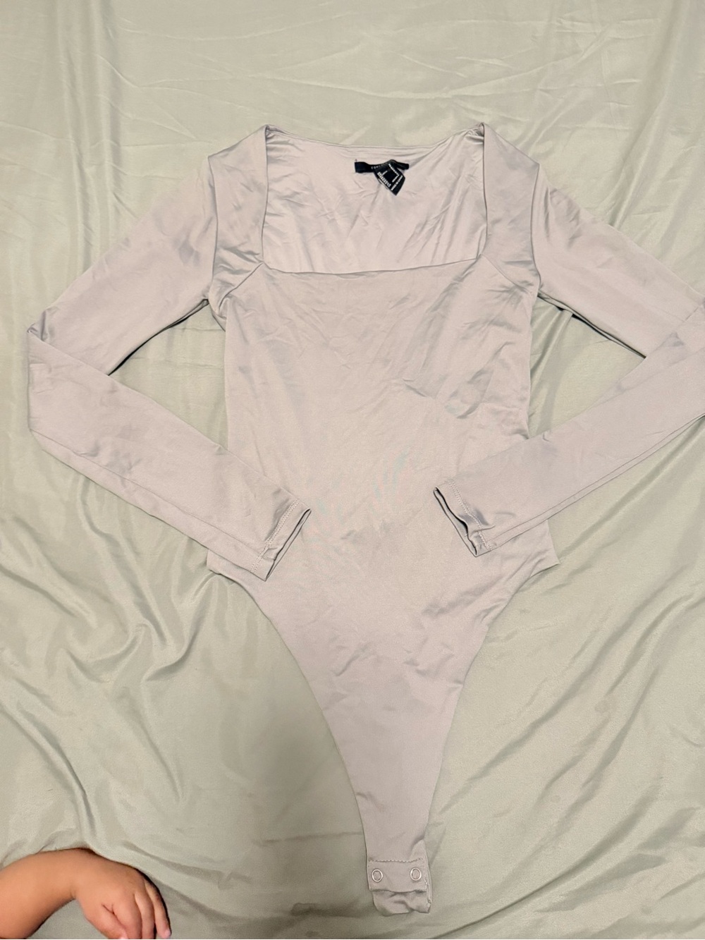 Forever 21 Light Lavender Square Neck Long-Sleeve Bodysuit